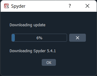 Dialog downloading Spyder 5.4.1 installer