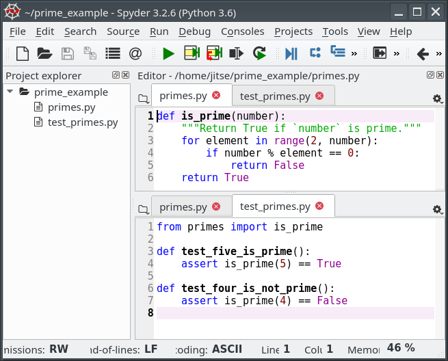 Spyder window with code