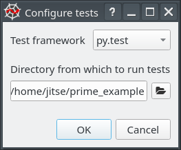 "Configure tests" window