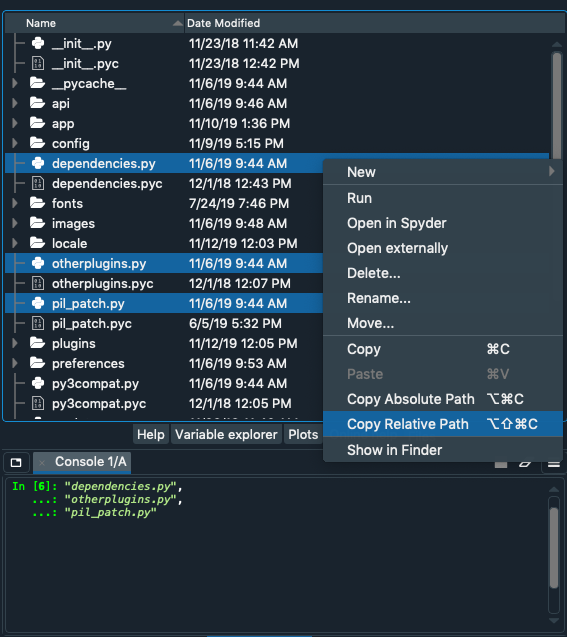 Spyder File management improvements in Spyder 4