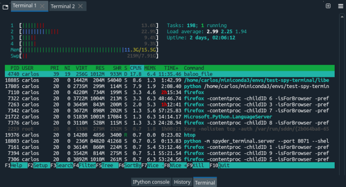 Screenshot of the new spyder-terminal